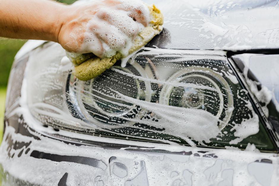 Car covered in thick, rich soap during an express wash